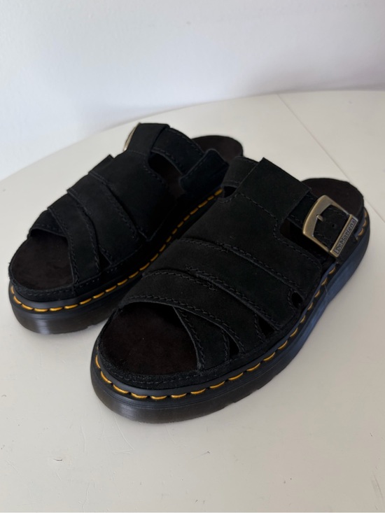 Dr. Martens Shoes - Dr. Martens Maxxy Slide Black Suede Platform Sandals Women’s Size 9